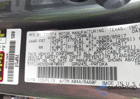 2013 Toyota Tacoma Base V6 from USA, damaged, VIN 5TFLU4EN3DX070697